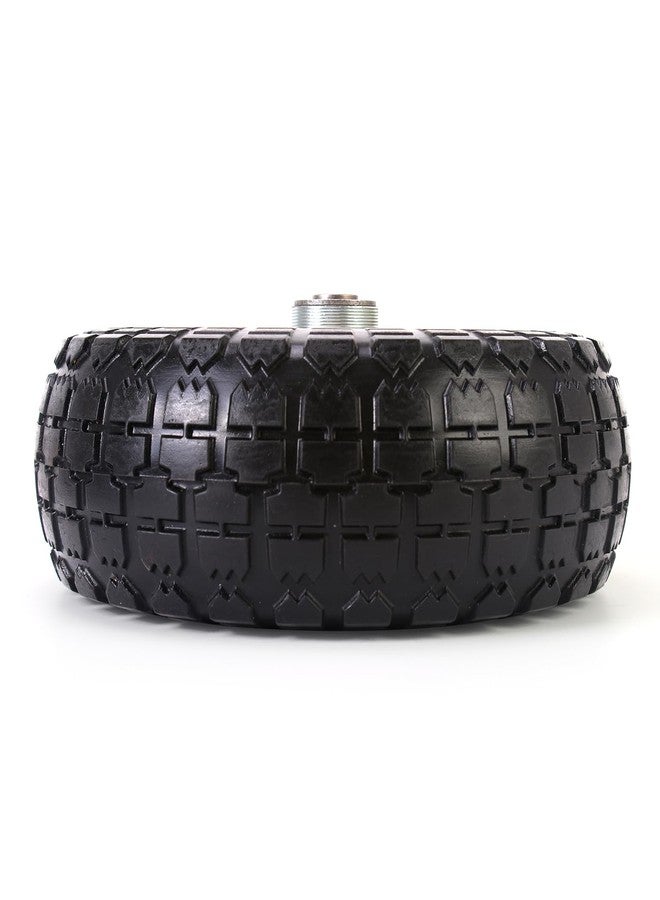 RRQ (2 Pack) 10 Inch Solid Polyurethane Tire 4.10/3.50-4 Tire, 10" Flat Free Wheels with 5/8" Bearings, 2.2" Offset Hub for Garden Cart, Hand Truck, Lawn Cart, Mower - Image 2