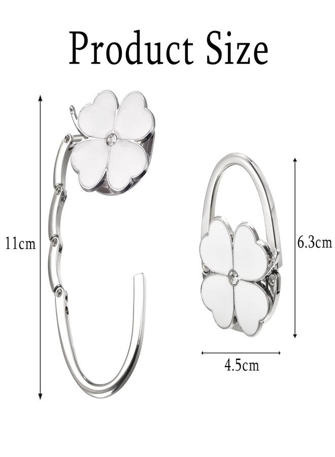 ZHENJIER Purse Hook for Table, Clover Design Foldable Purse Holder for Table, Portable Bag Holder - Folding Handbag Hanger | Hangs Almost Anywhere(White) - Image 2