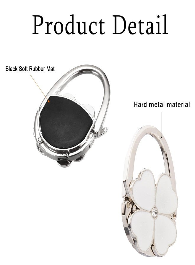 ZHENJIER Purse Hook for Table, Clover Design Foldable Purse Holder for Table, Portable Bag Holder - Folding Handbag Hanger | Hangs Almost Anywhere(White) - Image 3