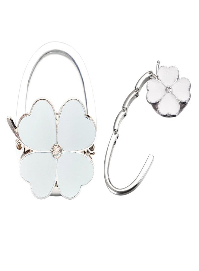 ZHENJIER Purse Hook for Table, Clover Design Foldable Purse Holder for Table, Portable Bag Holder - Folding Handbag Hanger | Hangs Almost Anywhere(White) - Image 1