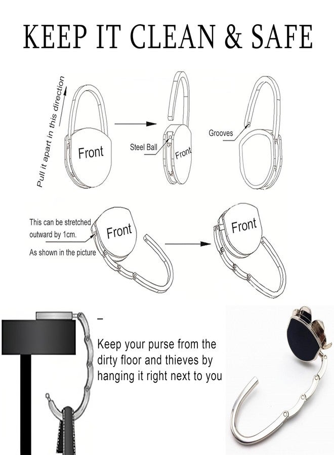 ZHENJIER Purse Hook for Table, Clover Design Foldable Purse Holder for Table, Portable Bag Holder - Folding Handbag Hanger | Hangs Almost Anywhere(White) - Image 4