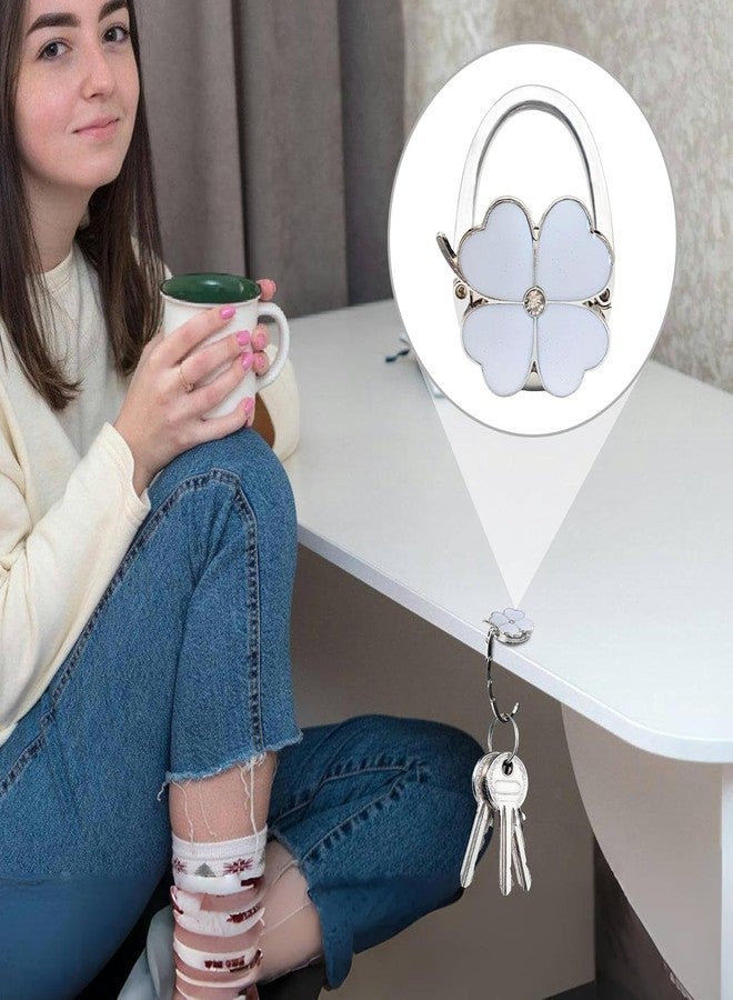 ZHENJIER Purse Hook for Table, Clover Design Foldable Purse Holder for Table, Portable Bag Holder - Folding Handbag Hanger | Hangs Almost Anywhere(White) - Image 5