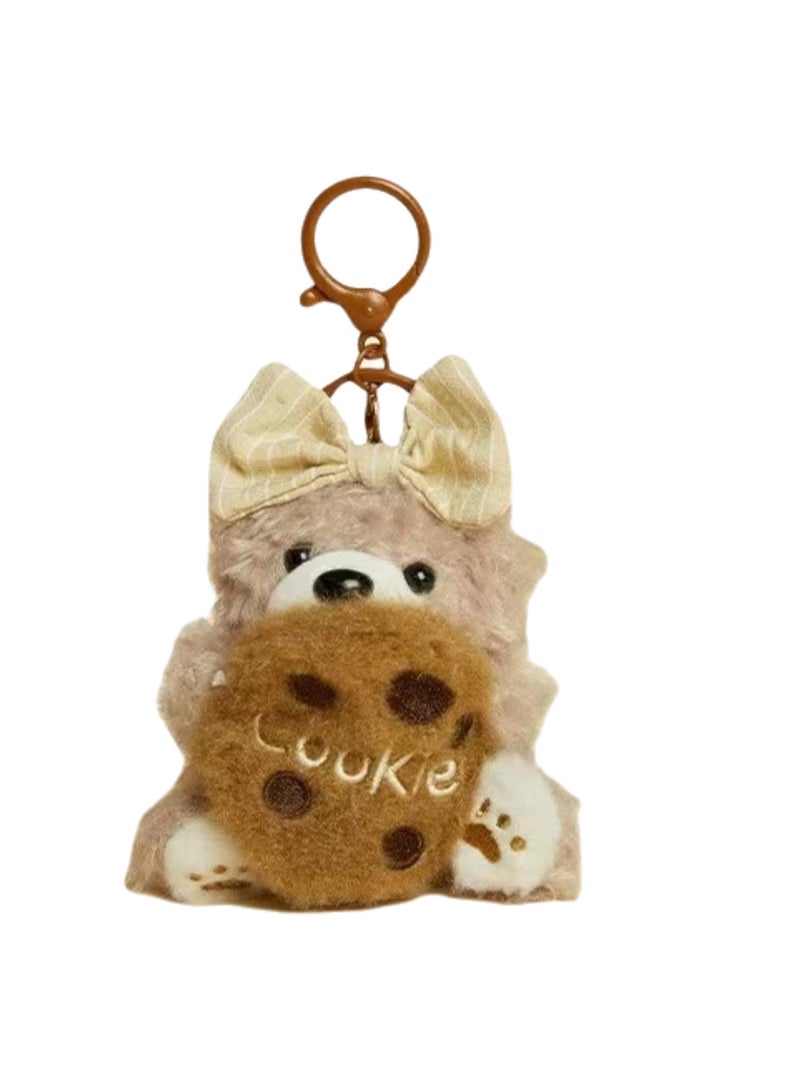 Creative Baking Bear Schoolbag Pendant High-end Cute Plush Toy Doll Schoolbag Key Small Pendant Baking Bear-Cookie (Plush) - Image 1