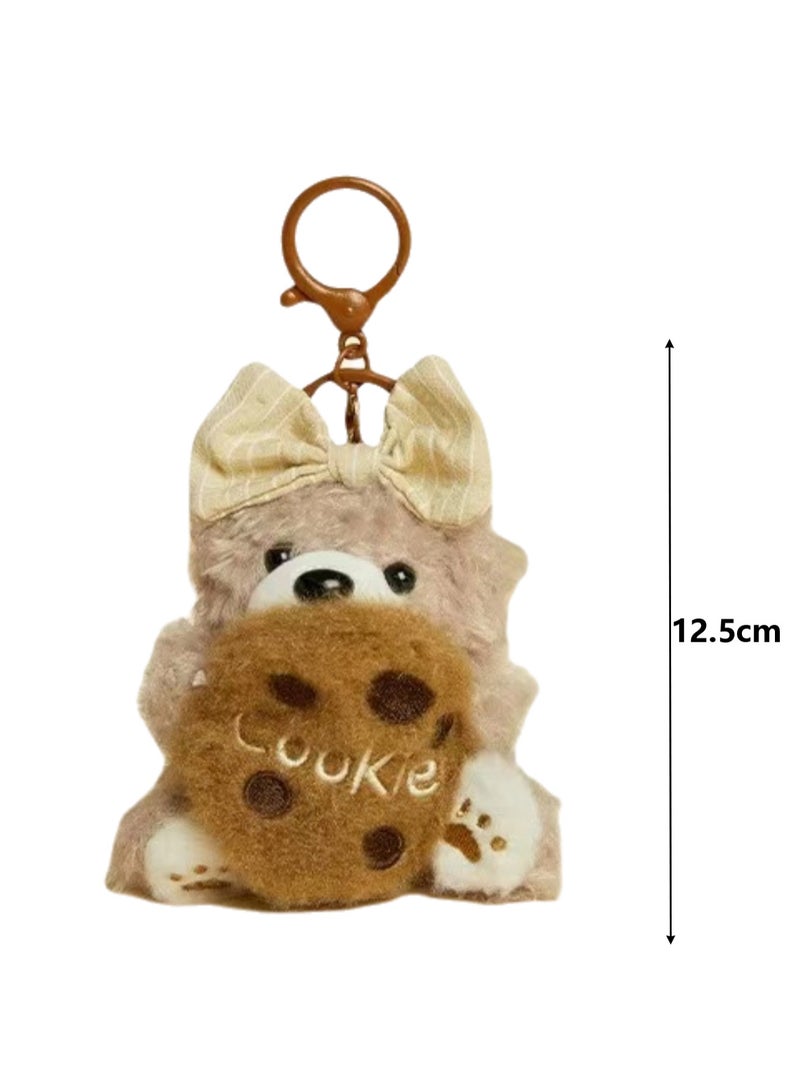 Creative Baking Bear Schoolbag Pendant High-end Cute Plush Toy Doll Schoolbag Key Small Pendant Baking Bear-Cookie (Plush) - Image 2