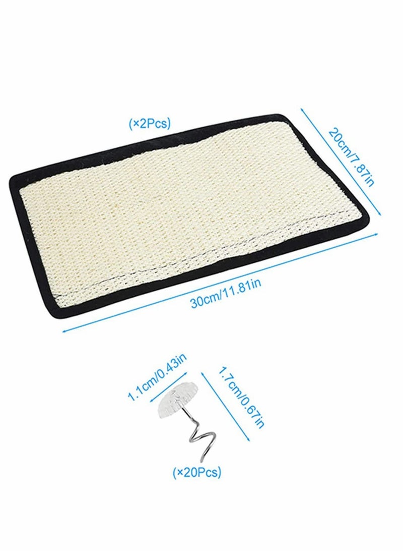 KASTWAVE Cat Scratch Pad 2 Pcs Non Scratch Pads Couch Corner Kitty Scratching Bed Post Tree Ramp Cardboard Replacement, Sisal Thin Scratcher Mat with Velcro Pins Protecting Furniture Sofa Chair Desk Legs - Image 2