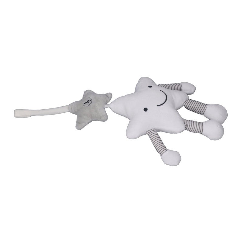 Baby Crib Mobile Premium Soft Plush Cartoon White Five-Pointed Star Musical Wind Chime Toy - Calming Sleep Aid Plush Star Mobile for Infants Stroller Car Seat - Image 4