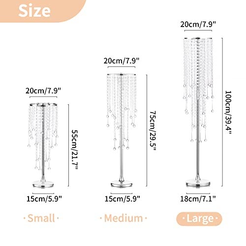 NUPTIO Silver Crystal Flower Vases for Weddings, 2 Pcs 39.4in Tall, Elegant Party Decorations - Image 5