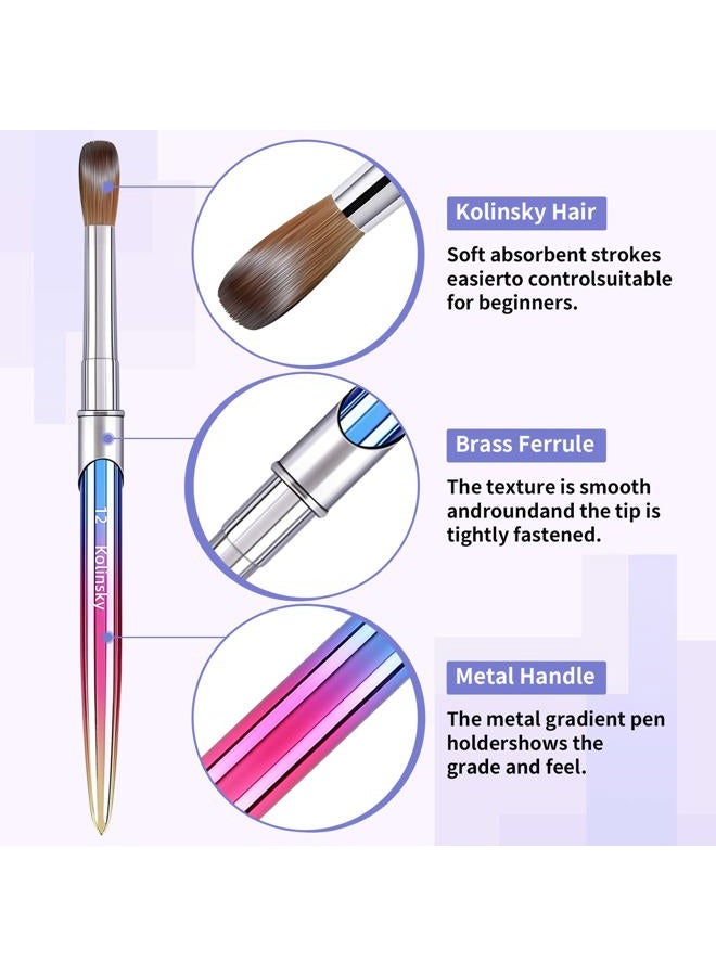 GSWOI 100% Kolinsky Acrylic Nail Brush,3D Pure Handmade Round Shape Size 12 Nail Brushes for Acrylic Application, Professional Nail Art Brush Manicure for Professional Manicure DIY Home Salon(#12) - Image 3
