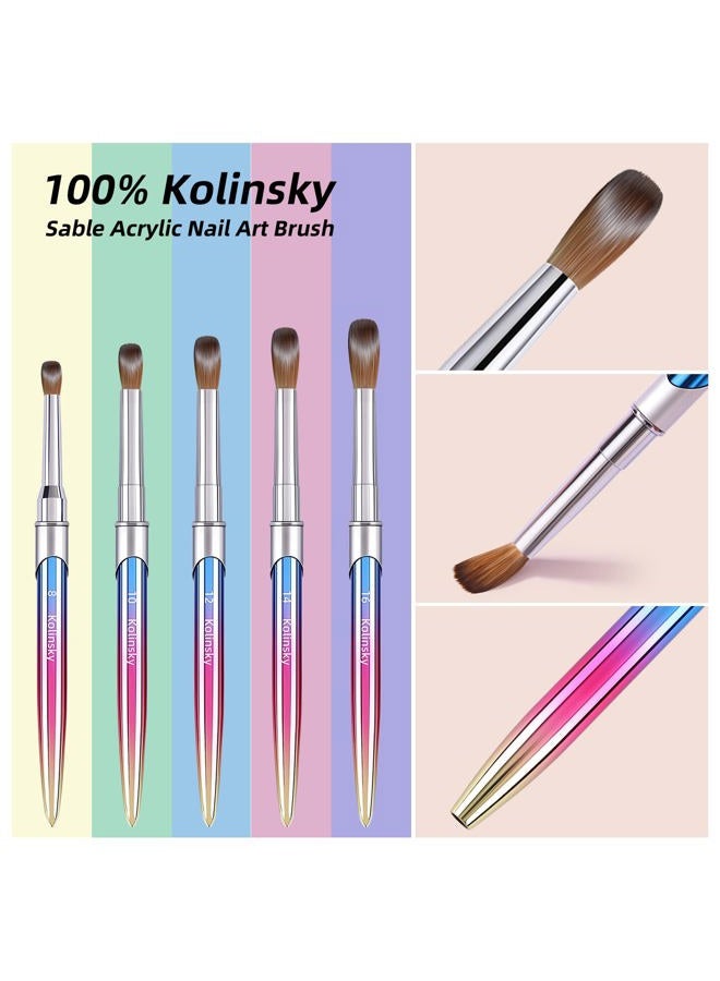 GSWOI 100% Kolinsky Acrylic Nail Brush,3D Pure Handmade Round Shape Size 12 Nail Brushes for Acrylic Application, Professional Nail Art Brush Manicure for Professional Manicure DIY Home Salon(#12) - Image 2