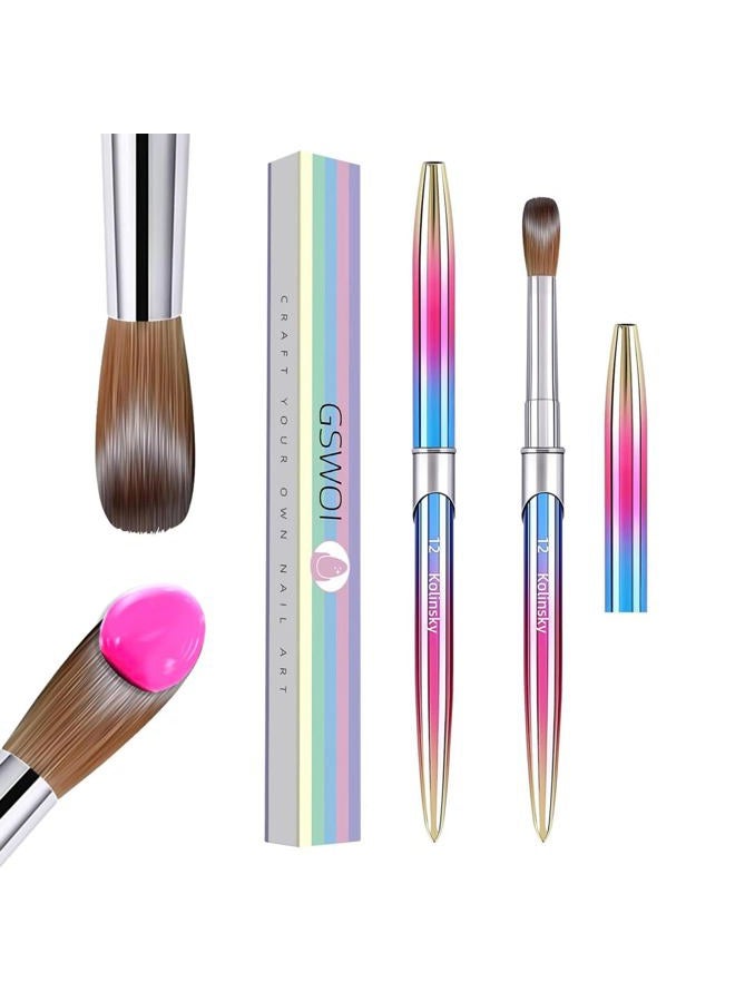 GSWOI 100% Kolinsky Acrylic Nail Brush,3D Pure Handmade Round Shape Size 12 Nail Brushes for Acrylic Application, Professional Nail Art Brush Manicure for Professional Manicure DIY Home Salon(#12) - Image 1