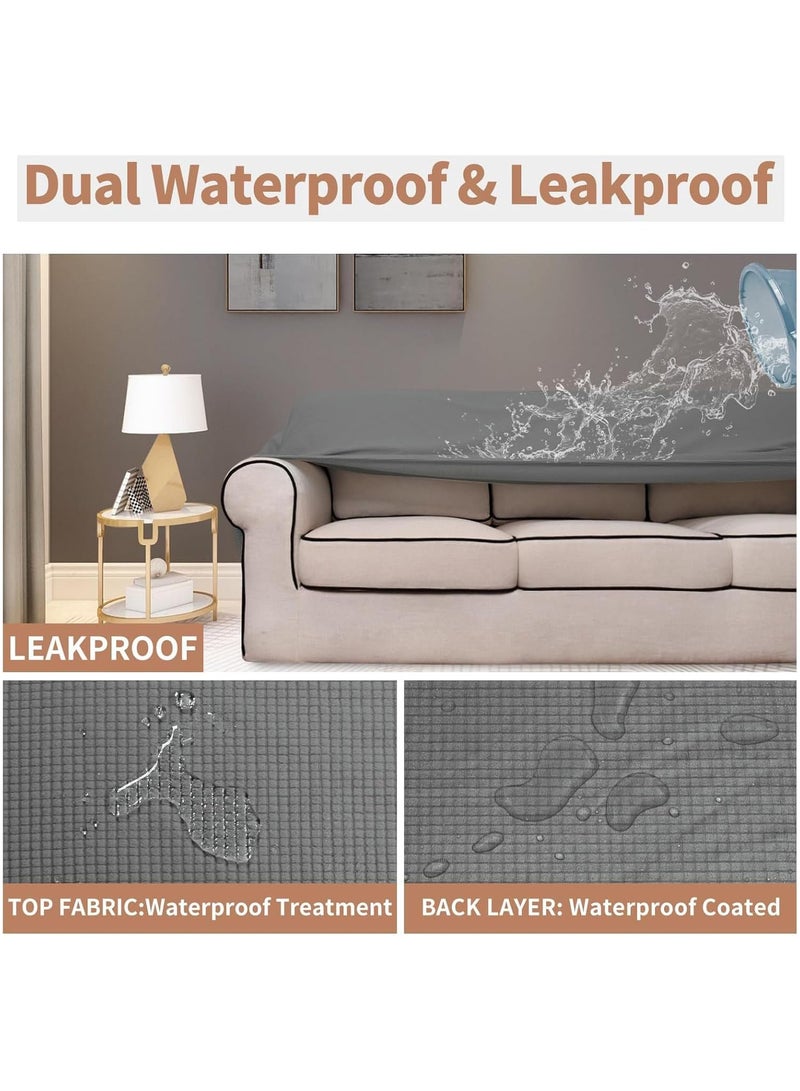 INSIJAM Waterproof Couch Cover Dual Sofa Stretch Jacquard Slipcover Leakproof Furniture Protector Water Repellent Sofa Covers Universal Couch Slipcover for Kids Pets - Image 4