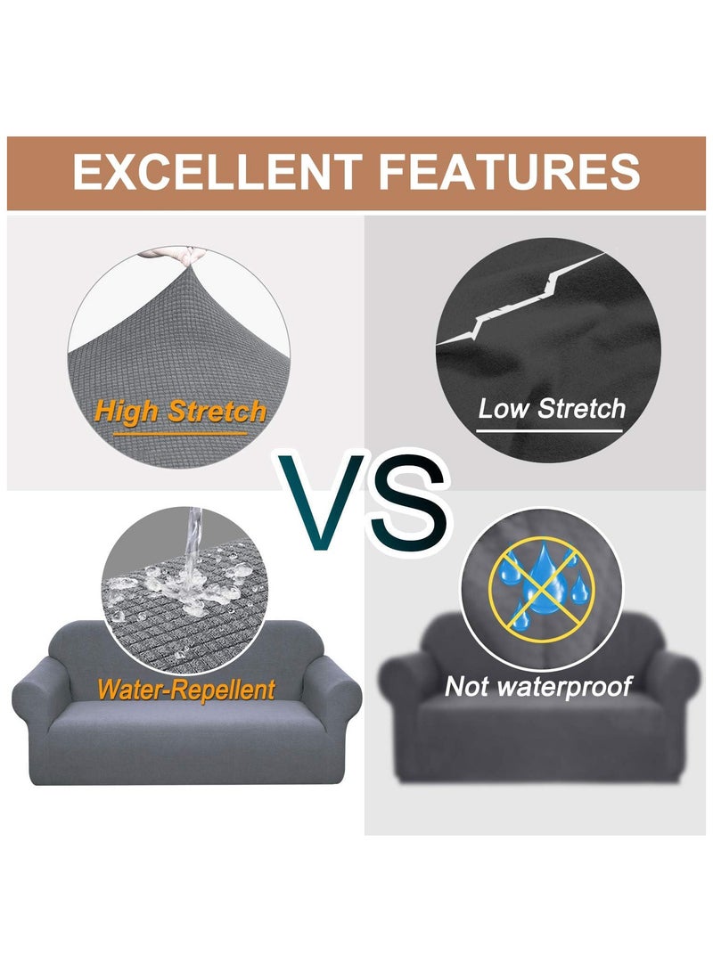 INSIJAM Waterproof Couch Cover Dual Sofa Stretch Jacquard Slipcover Leakproof Furniture Protector Water Repellent Sofa Covers Universal Couch Slipcover for Kids Pets - Image 5