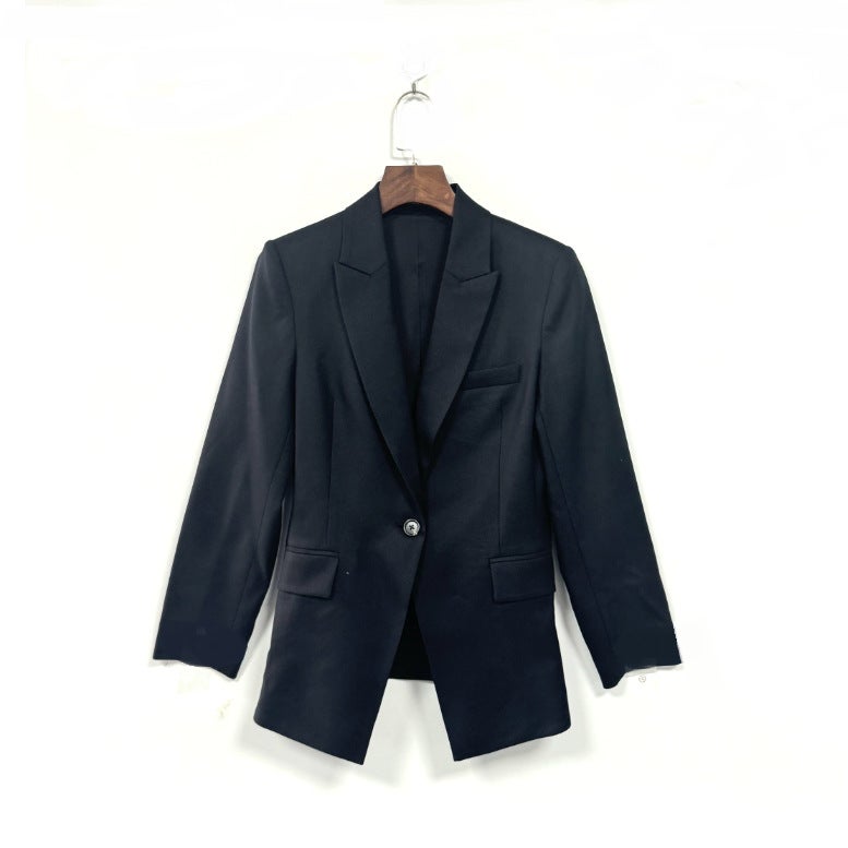 TH2024 Autumn New Fashion Commuter High Wool One Button Pad Shoulder Blazer Wool Trousers suit - Image 1