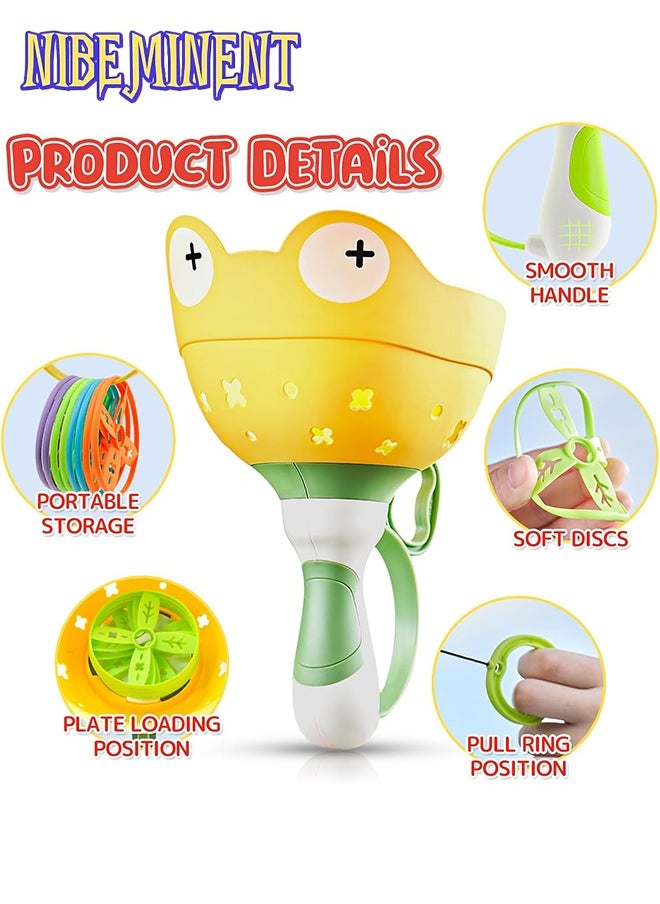 NIBEMINENT Outside Toys for Kids - Manual Capture Catching Game - Toddler Chasing Toy for Boys & Girls, Outdoor Fun Family Games, 12 discs and 2 Frog Hand Launch Catcher  - Image 2
