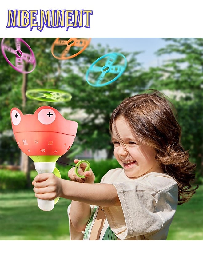 NIBEMINENT Outside Toys for Kids - Manual Capture Catching Game - Toddler Chasing Toy for Boys & Girls, Outdoor Fun Family Games, 12 discs and 2 Frog Hand Launch Catcher  - Image 5