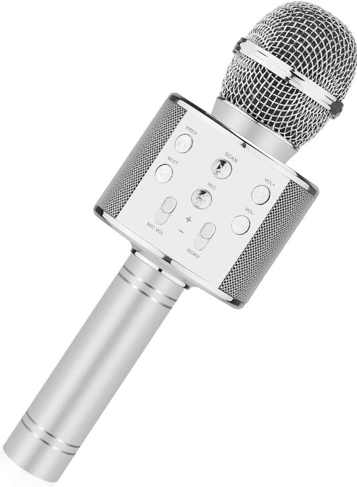 Girl Toys Microphone for Kids,4 5 Year Old Girl Birthday Gifts-6 7 8 9 10 Year Old Girl Gifts Ideas,Girls Toys Age 6-8,Girl Toys Age 6-7,Girls Toys 8-10 Years Old, Bluetooth (Silver) - Image 1