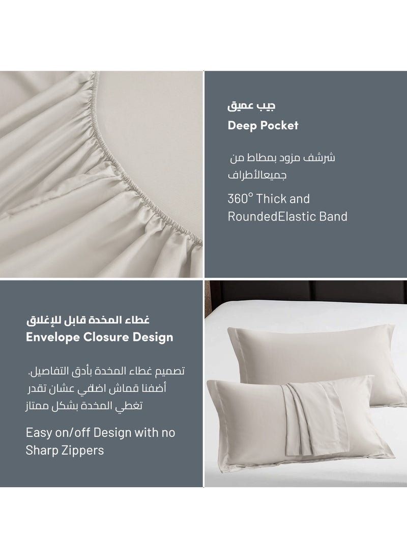 Donetella Bedding Fitted Sheet - Fits 200x200 Cm For Super King Bed - 3 Pcs (1 Fitted Sheet and 2 Pillowcases) - 35 Cm Deep Pocket - Solid Bed Sheet  - Image 5