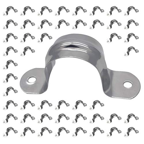 NGe 3/4inch Rigid Pipe Strap Clamp, Two Hole Strap,U Bracket Tube Clip, Stainless Steel Heavy Duty Pipe Fasten Holder, 50Pcs (25mm) - Image 5