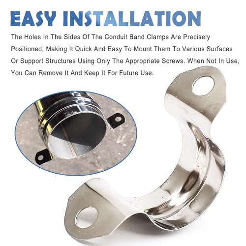 NGe 3/4inch Rigid Pipe Strap Clamp, Two Hole Strap,U Bracket Tube Clip, Stainless Steel Heavy Duty Pipe Fasten Holder, 50Pcs (25mm) - Image 4