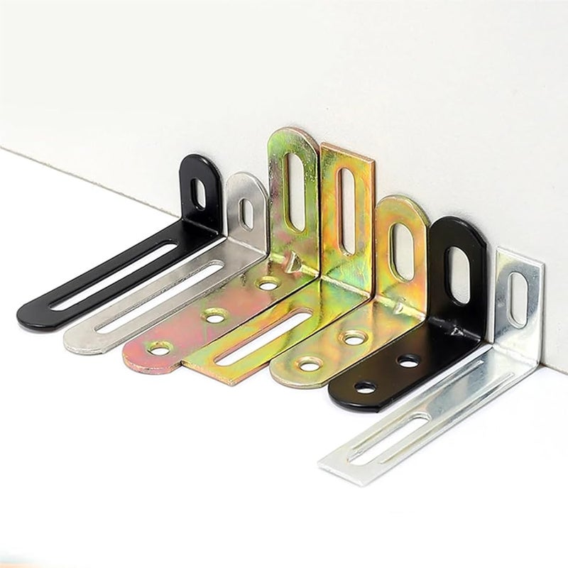 Model G 50Pcs Adjustable Right Angle Bracket L Shape Corner Brace Furniture Board Connector Metal Support - Image 1