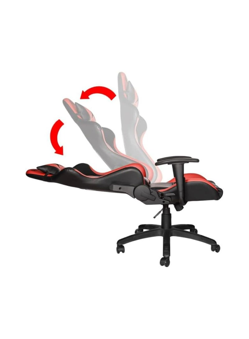 XTRIKE ME Gaming Chair Adjustable Computer Chair PC Office PU Leather High Back Lumbar Support comfortable armrest Headrest red and black On Wheels - GC-905 BK - Image 5