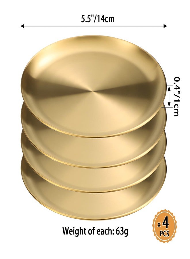 RUIFYRAY 4PCS Gold Round Serving Tray, 5.5 Inch, Stainless Steel Tray Sets for Bathroom, Restaurant, Dining Room, Banquet - Image 2