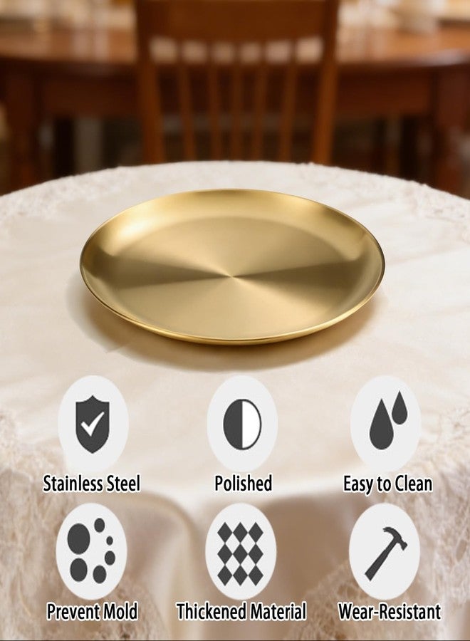 RUIFYRAY 4PCS Gold Round Serving Tray, 5.5 Inch, Stainless Steel Tray Sets for Bathroom, Restaurant, Dining Room, Banquet - Image 3