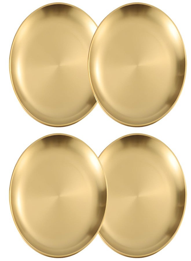 RUIFYRAY 4PCS Gold Round Serving Tray, 5.5 Inch, Stainless Steel Tray Sets for Bathroom, Restaurant, Dining Room, Banquet - Image 1
