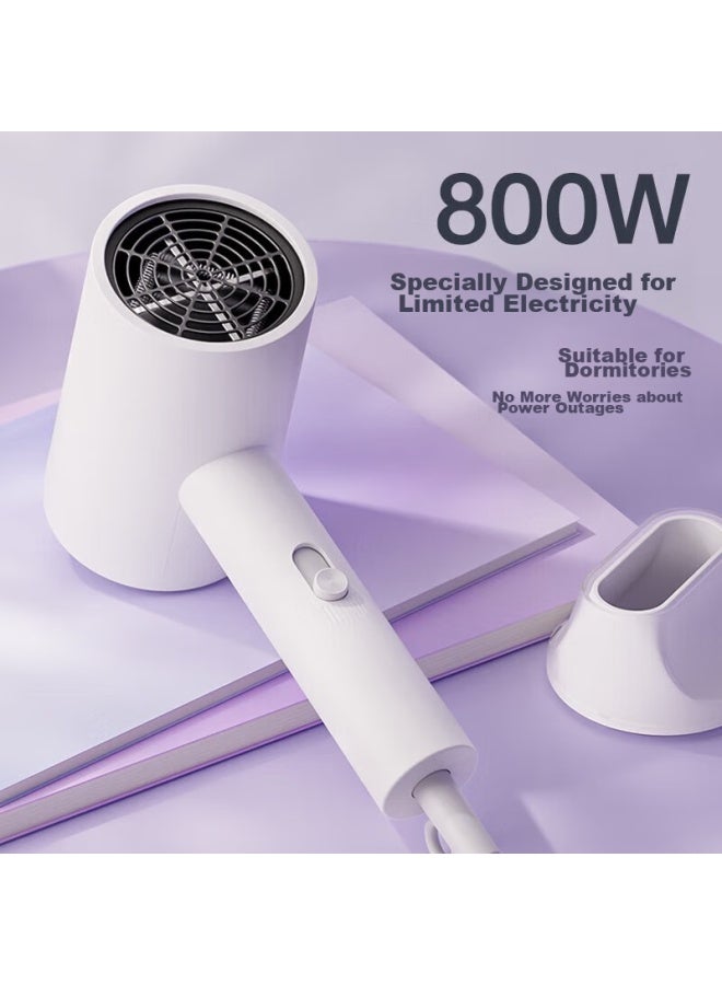 Aux Hair Dryer, Low Power 800w For Dormitory, Portable Mini Hair Dryer For College Students, Low Power, Blue Light Negative Ion Hair Protection, White - Image 4