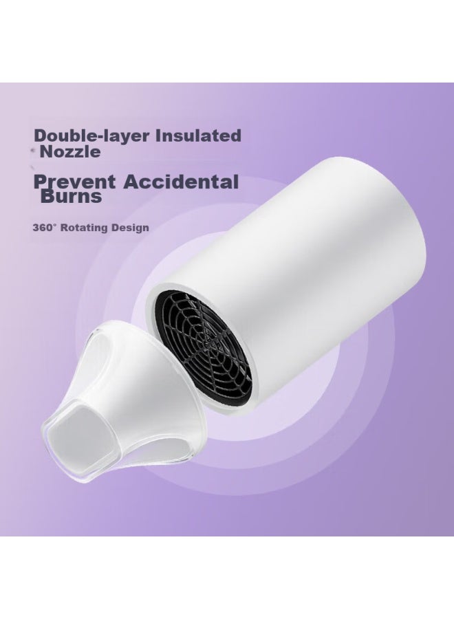 Aux Hair Dryer, Low Power 800w For Dormitory, Portable Mini Hair Dryer For College Students, Low Power, Blue Light Negative Ion Hair Protection, White - Image 2