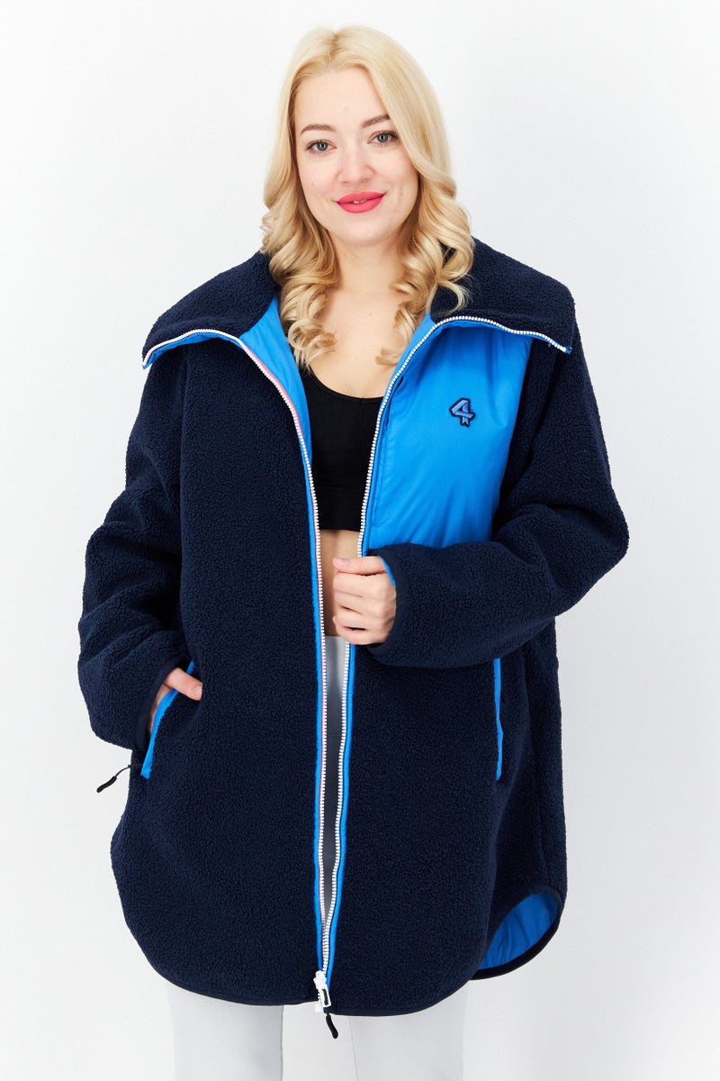 Fourlaps جاكيت مبطن منقوش للنساء، أزرق - Image 1