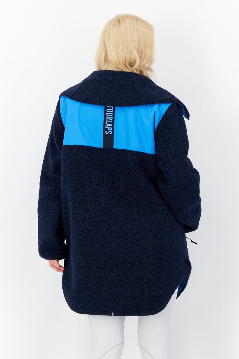 Fourlaps جاكيت مبطن منقوش للنساء، أزرق - Image 3