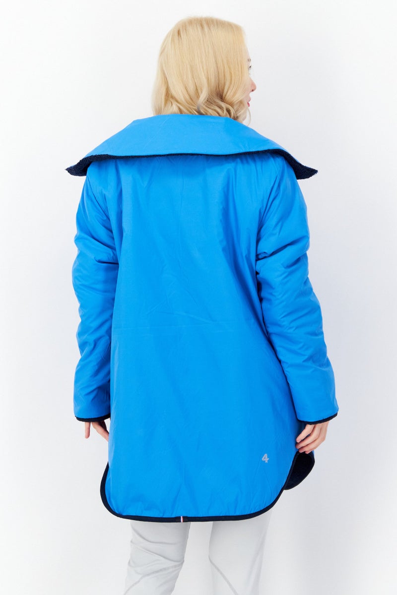 Fourlaps جاكيت مبطن منقوش للنساء، أزرق - Image 5