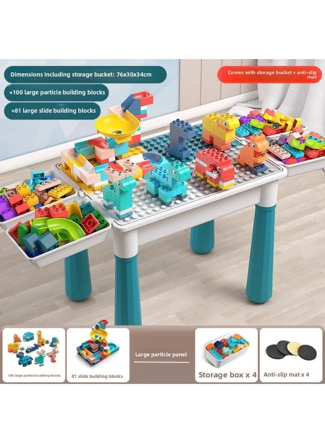 Varied Slide Building Blocks Table Assembled Educational Toys Puzzle 3 To 6 Years Old Boys Children Size Granular Ball Track-Color:Large Particles [rectangular Table] 100diy Building Blocks + 80 Slide Building Blocks, Free Storage Bucket + Anti-  - Image 1