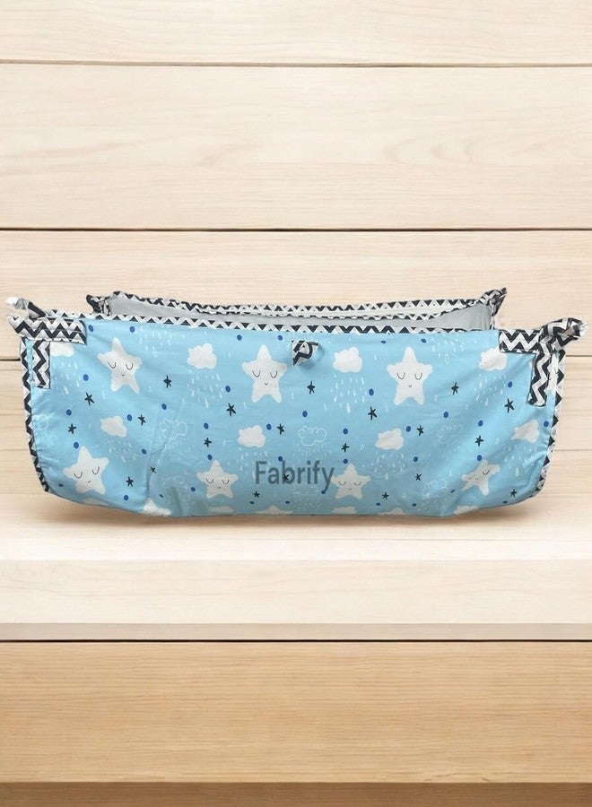 Fabrify Baby Hammock Ghodiyu/Khoyu Soft Cotton Cloth Swing Cradle Safety with Mosquito Net Cover with Zipper (Sky Blue) - Image 1