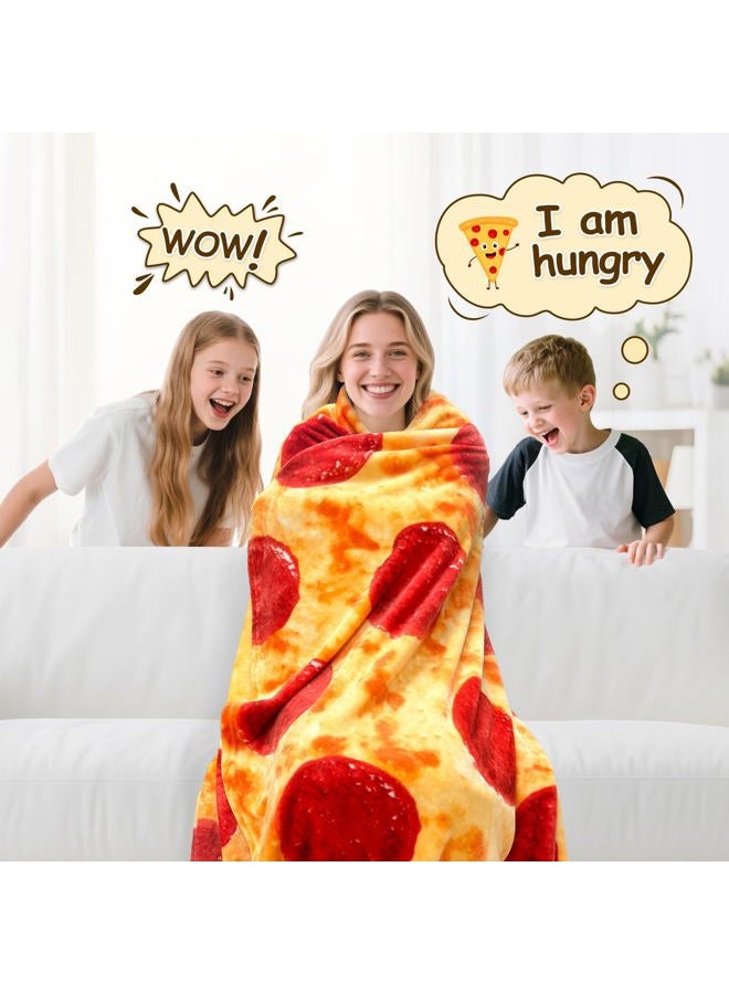 Mermaker Pepperoni Pizza Blanket 2.0 Double Sided 71 Inch for Adult and Kids, Realistic Food Blanket, 285 GSM, Funny Gifts for Teenage Boys and Girls - Image 2