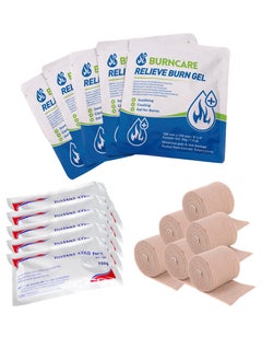 King Mariot Burncare Relieve Burn Gel + Instant Cold Compress + Adhesive Elastic Bandages Sterile Plaster Strips | First Aid Kit Essentials for Burns, Injuries, Muscle Pain | Pain Relief Kit  - Image 1