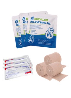 King Mariot Burncare Relieve Burn Gel + Instant Cold Compress + Adhesive Elastic Bandages Sterile Plaster Strips | First Aid Kit Essentials for Burns, Injuries, Muscle Pain | Pain Relief Kit  - Image 2