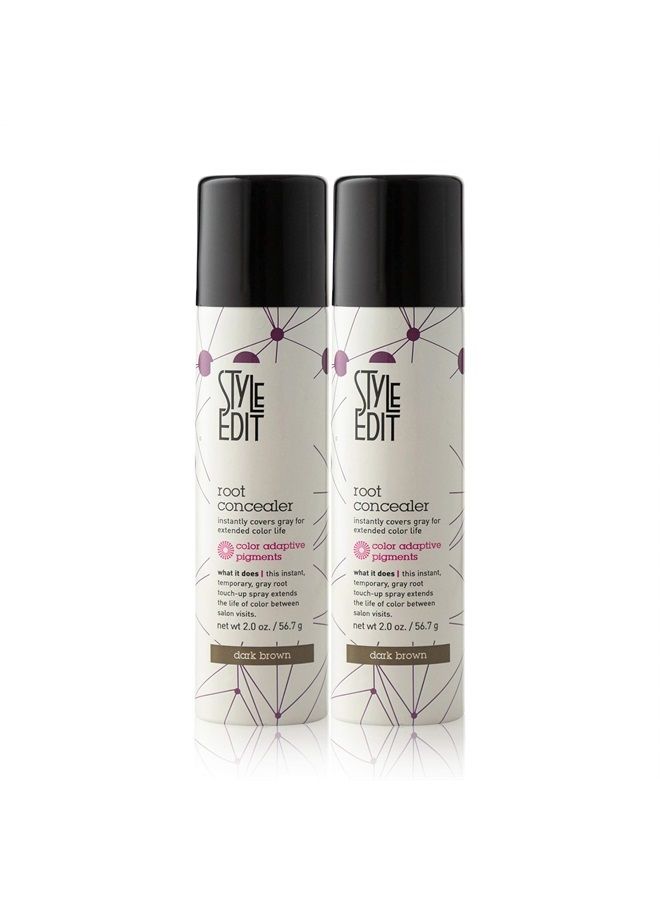 STYLE EDIT Root Concealer Touch Up Spray | Instantly Covers Grey Roots | Professional Salon Quality Cover Up Hair Products for Women |Dark Brown, 2 Ounce (Pack of 2) - Image 1
