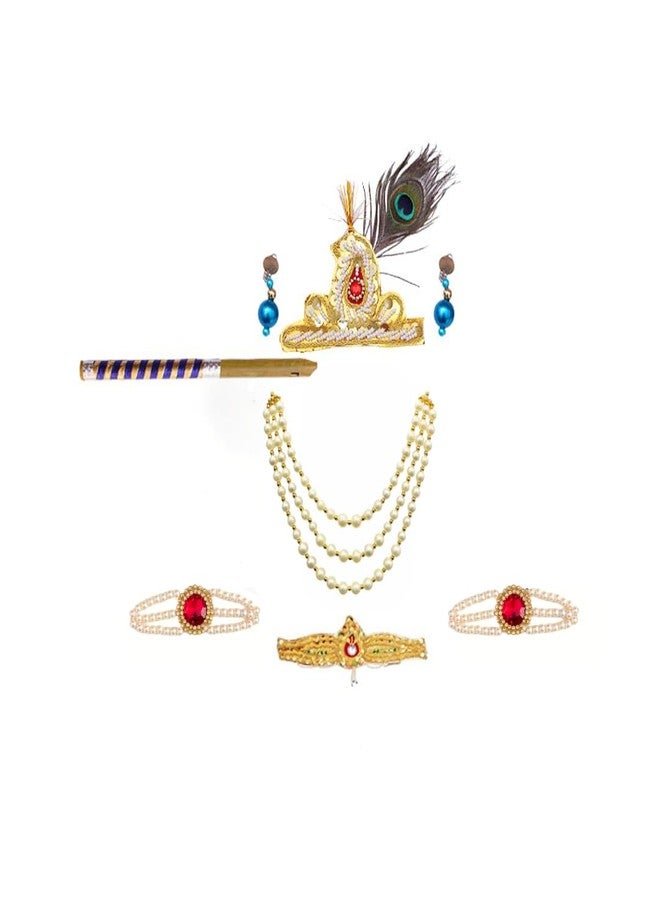 DESI ANDAAZ Krishna Dress for Kids – Fancy Dress for Boys & Girls | Bal Krishna Dress with Mukut, Flute & Accessories (Set of 10)| Janmashtami - Image 4
