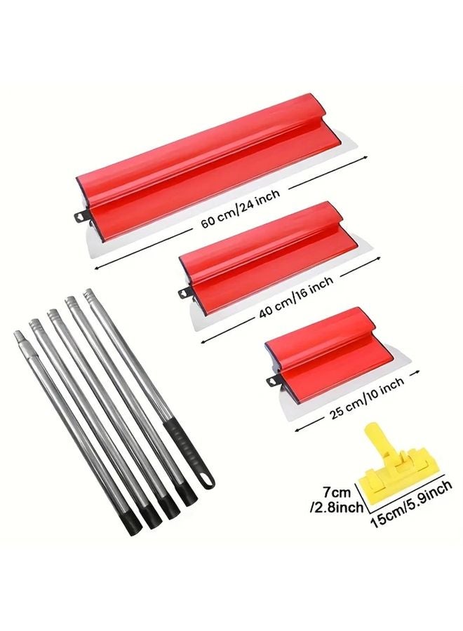 Plastic Scraper Set 4 Multi Purpose Tools With Flexible Rigid Blades For Drywall Paint Removal Leveling Home Improvement Kit Without Clamp - Image 4