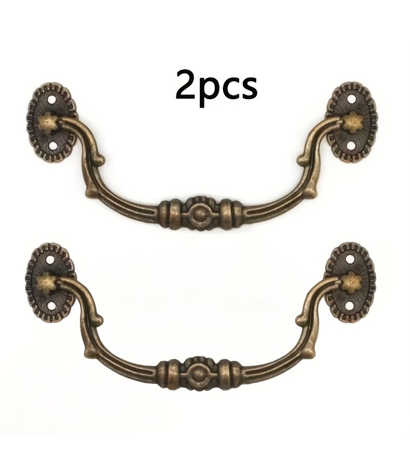 Bronze Jewelry Box Drawer Pulls 2pcs with Screws for Cabinet Furniture - Image 1