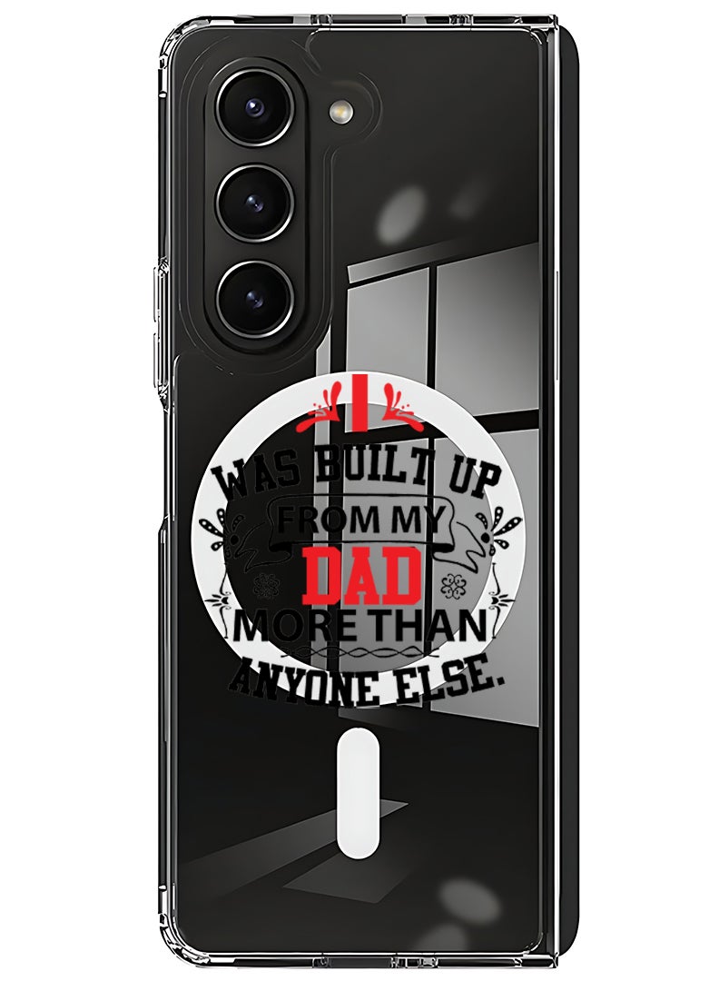 Theodor Magnetic Case for Samsung Galaxy Z Fold 6 Compatible with MagSafe Wireless Charging, Shockproof Phone Bumper Cover Dad more than anyone else black - Image 1