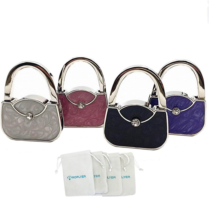 ROFLYER Handbag Shape Design Metal Foldable Purse Bag Hook Table Hanger,Set of 4 - Image 1
