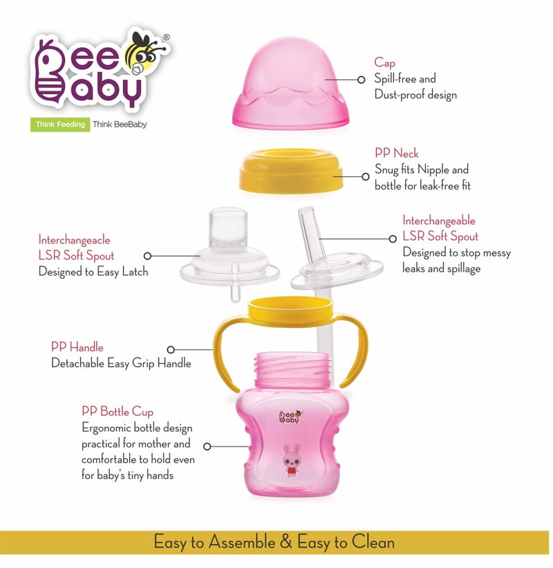BEEBABY 2-in-1 Spout & Straw Sippy Cup with Detachable Handle- 150ml/5oz Leak Proof Baby Training Cup, Easy to Hold Grip, BPA Free Spill Proof Sipper Bottle for Kids 9 Months+ - Image 5
