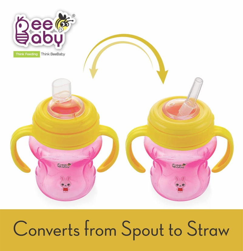 BEEBABY 2-in-1 Spout & Straw Sippy Cup with Detachable Handle- 150ml/5oz Leak Proof Baby Training Cup, Easy to Hold Grip, BPA Free Spill Proof Sipper Bottle for Kids 9 Months+ - Image 3