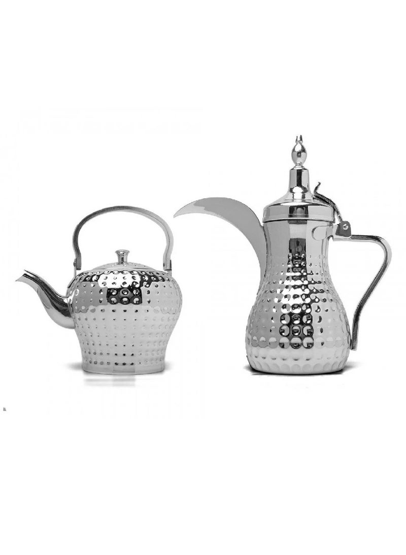 باصرة طقم دلة و براد باصرة فاخر فضي بسعه 1 - 1.6 لتر