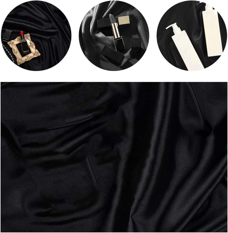 كلاراكو خلفية تصوير 70×100 سم من القماش المرسيري لصور الطعام والمجوهرات على سطح الطاولة، دعامات تصوير مسطحة باللون الأسود - Image 5