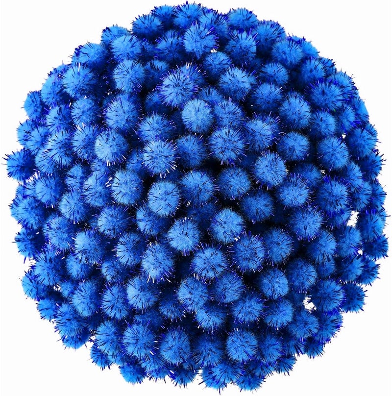 Hestya 500 Pieces 0.5 Inch Sparkly Christmas Pompoms Dazzling Fluffy Pom Poms Balls Small Glitter Felt Pompoms for Craft DIY Home Decorations Hobby Supplies(Royal Blue) - Image 1