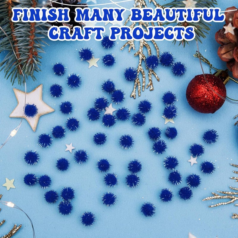 Hestya 500 Pieces 0.5 Inch Sparkly Christmas Pompoms Dazzling Fluffy Pom Poms Balls Small Glitter Felt Pompoms for Craft DIY Home Decorations Hobby Supplies(Royal Blue) - Image 4